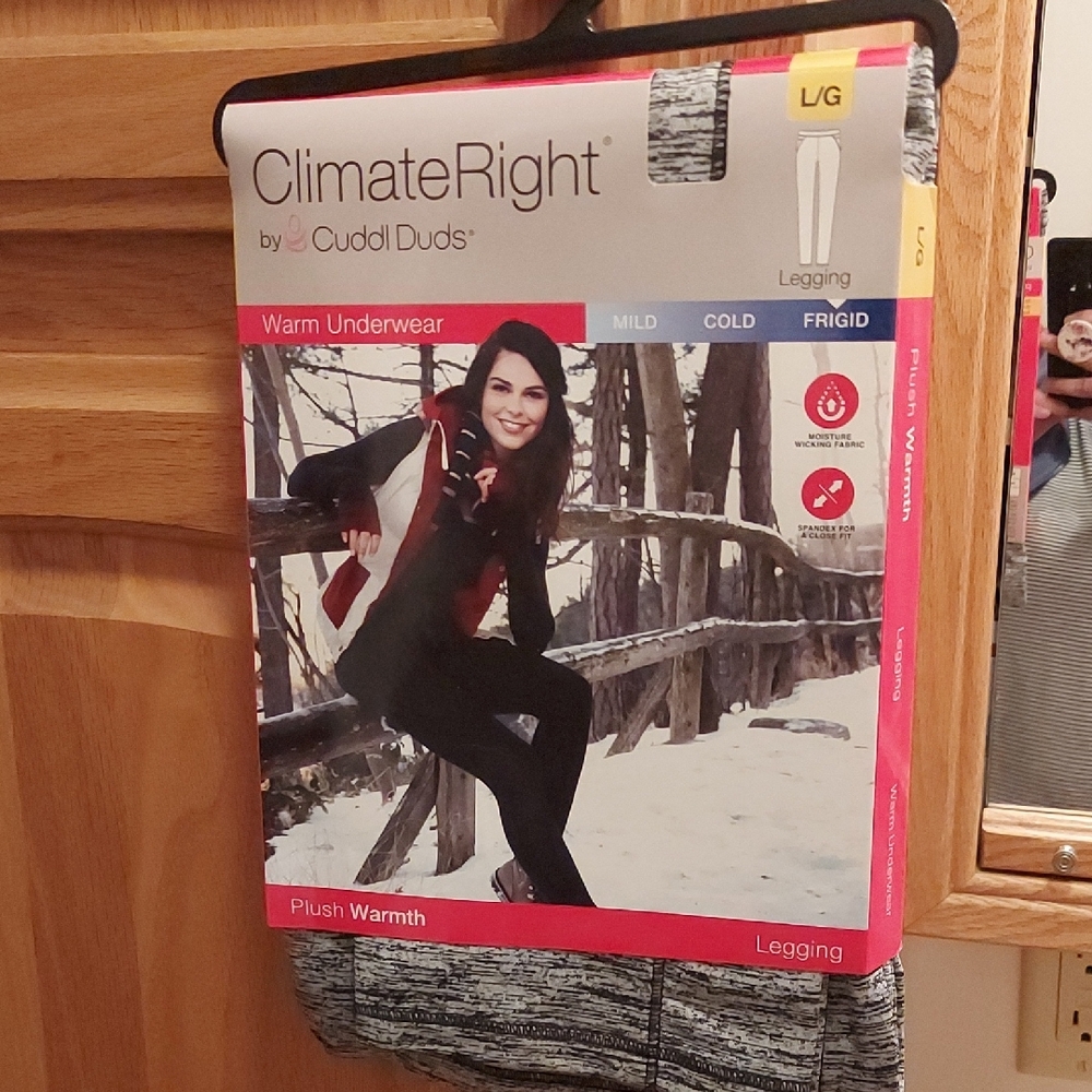 Cuddl Duds ClimateRight Plush Warmth Leggings - Black and Gray